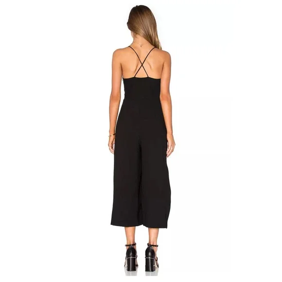 N Nicholas Black Keyhole Split Leg Jumpsuit Size 4 Criss-Cross Straps at Back - Picture 4 of 16